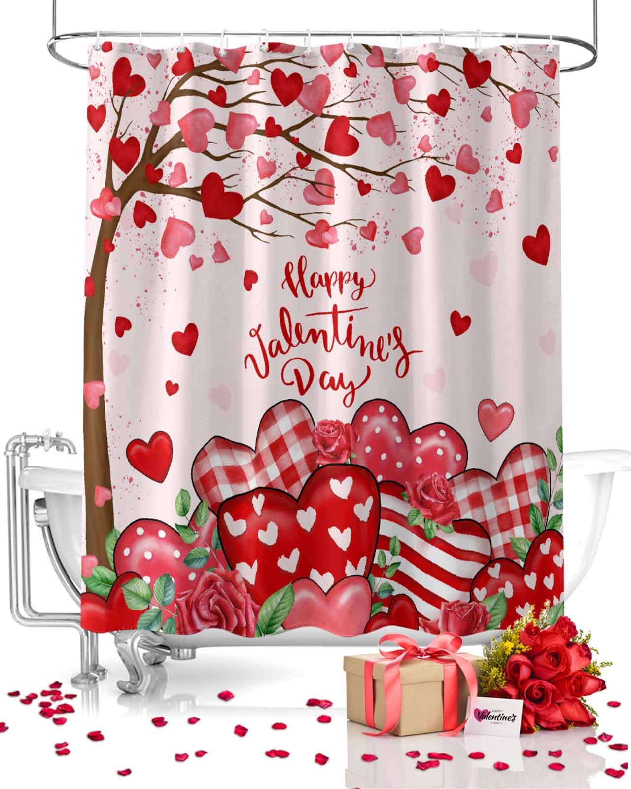 TweetyBed Valentines Shower Curtains Red Love Heart