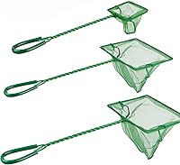 DAGUANZHI 3PCS Fine Mesh Aquarium Fish Nets - Safe Nylon Quick Catch Nets 3in 4in 6in Green with Long Handles for Tanks