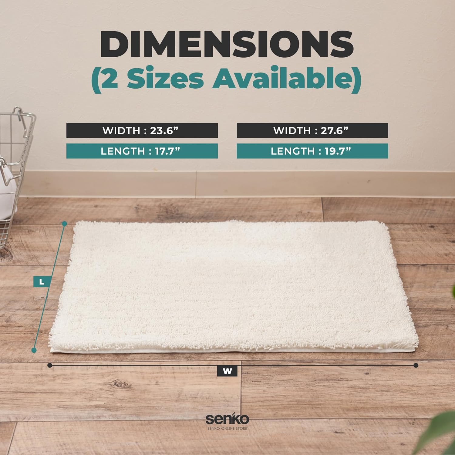 センコー(Senko) S.D.S Odor-Resistant Bathroom, Non-Slip Bath Rug Memory Foam Rugs, Bathroom Rug Cotton, Quick-Dry Restroom Rug (Green, 27.6 x 19.7 Inches)