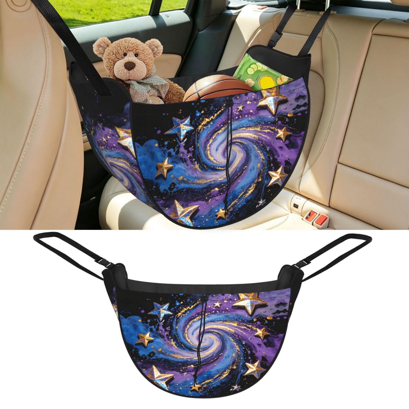 Cntdbu Black Ink Splatter Star Car Seat Organizer-Backseat Storage Bag For Travel