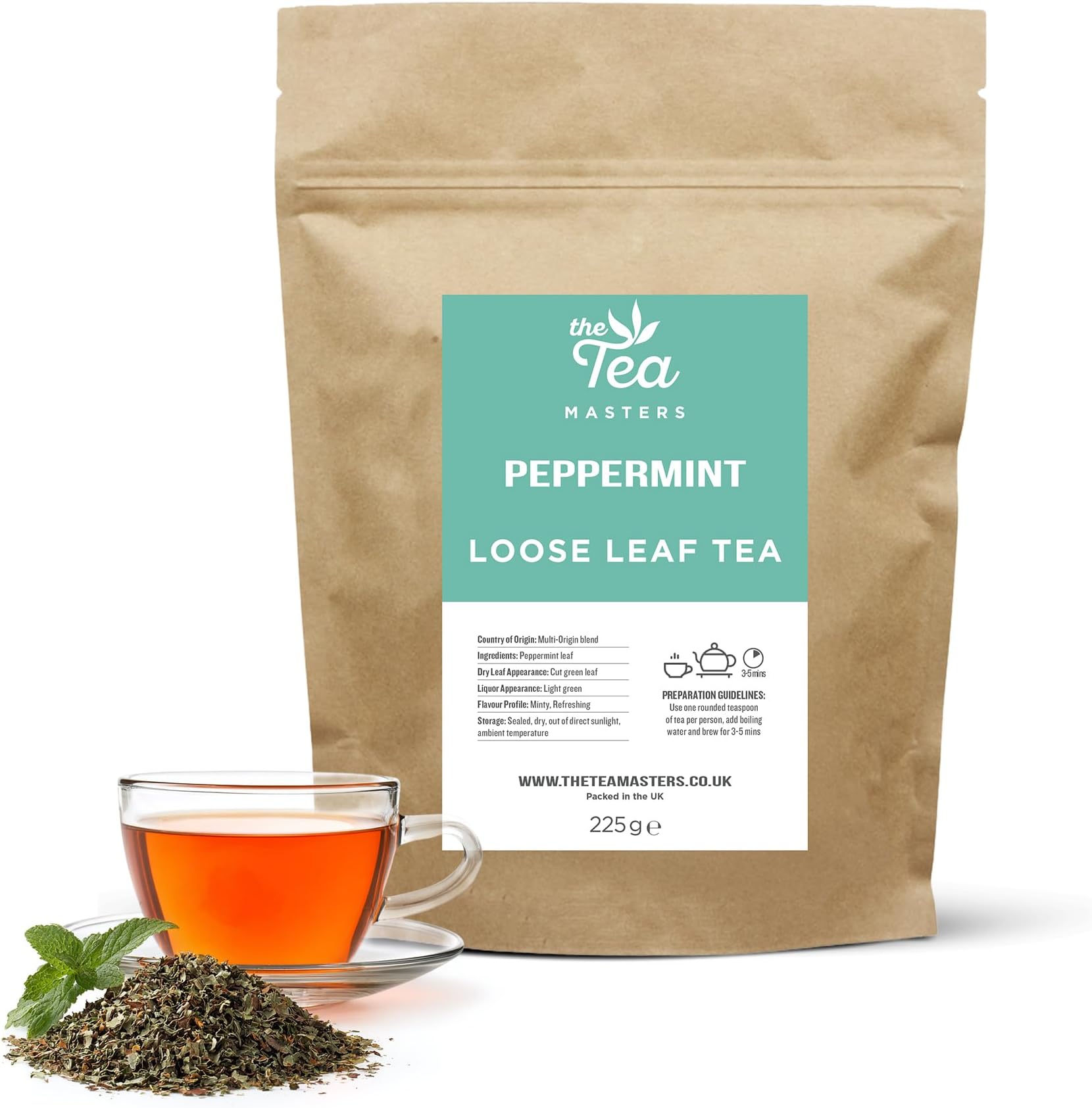 The Tea Masters Loose Leaf Tea - Peppermint (1x225g)