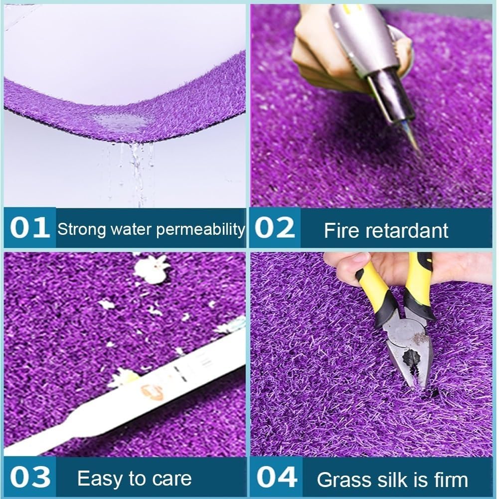 Artificial Grass Fake Grass Lawn Turf Realistic Synthetic Pet Turf Garden Landscape, Faux Grass Indoor/Outdoor Rugs with Drain Holes, Customized Available(Black,39x79IN)