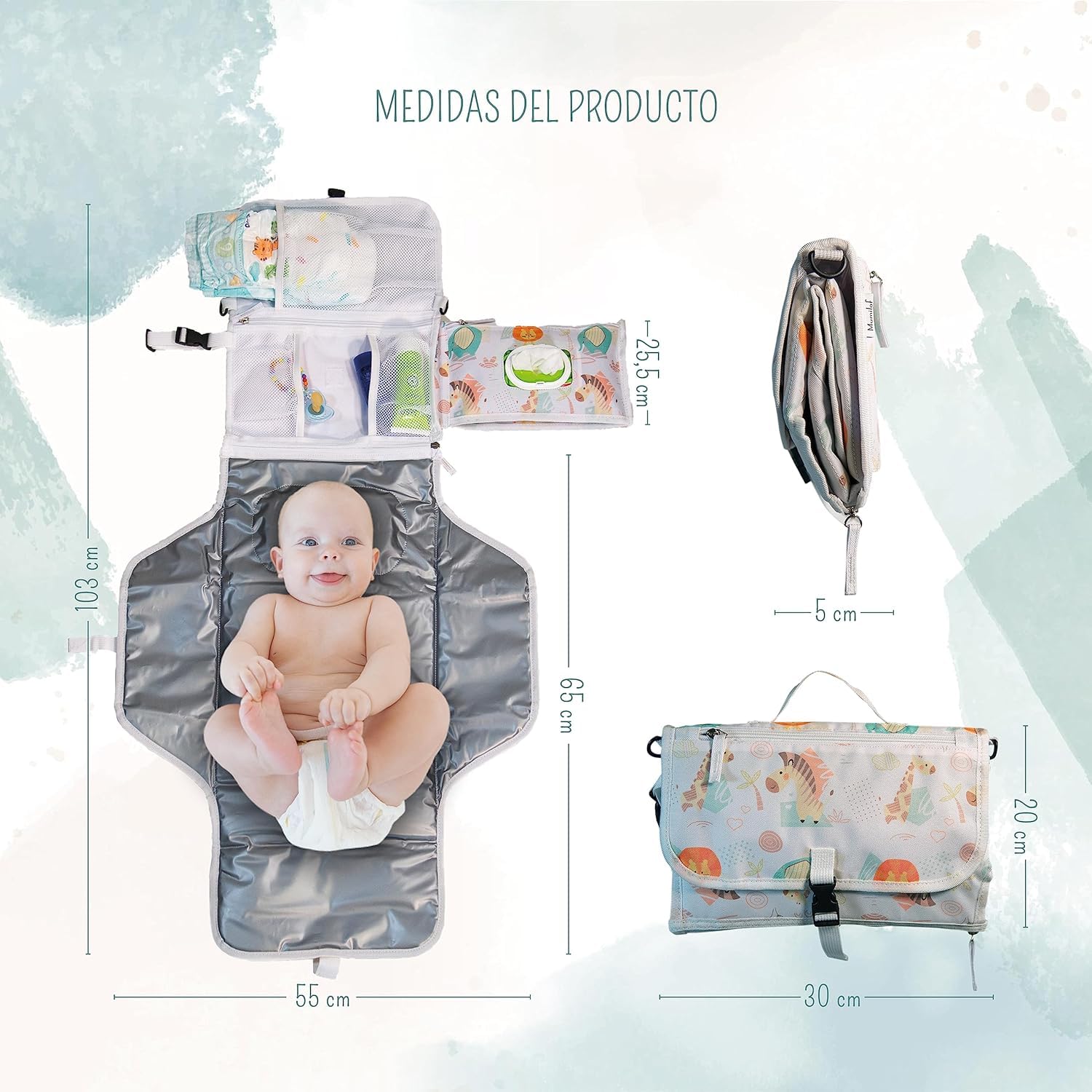 Fasciatoio Portatile Neonato Impermeabile - Fasciatoio Pieghevole - Cambio Pannolino Portatile - Fasciatoio Neonato con Diversi Scomparti.