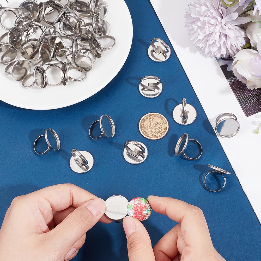 Ten Rings Base Ring Blanks For Resin PandaHall 50pcs Stainless Steel Ring Bases - 20mm ...