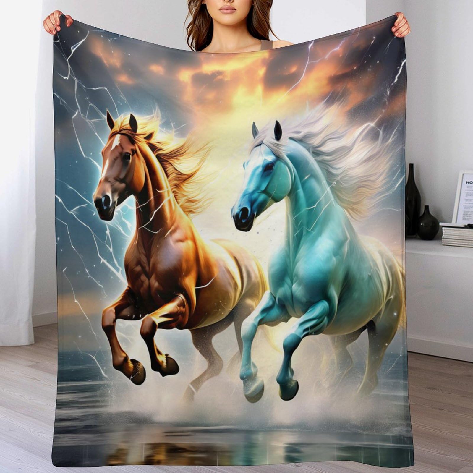 Manta de caballo para sofa o cama de franela suave infantil 130x150
