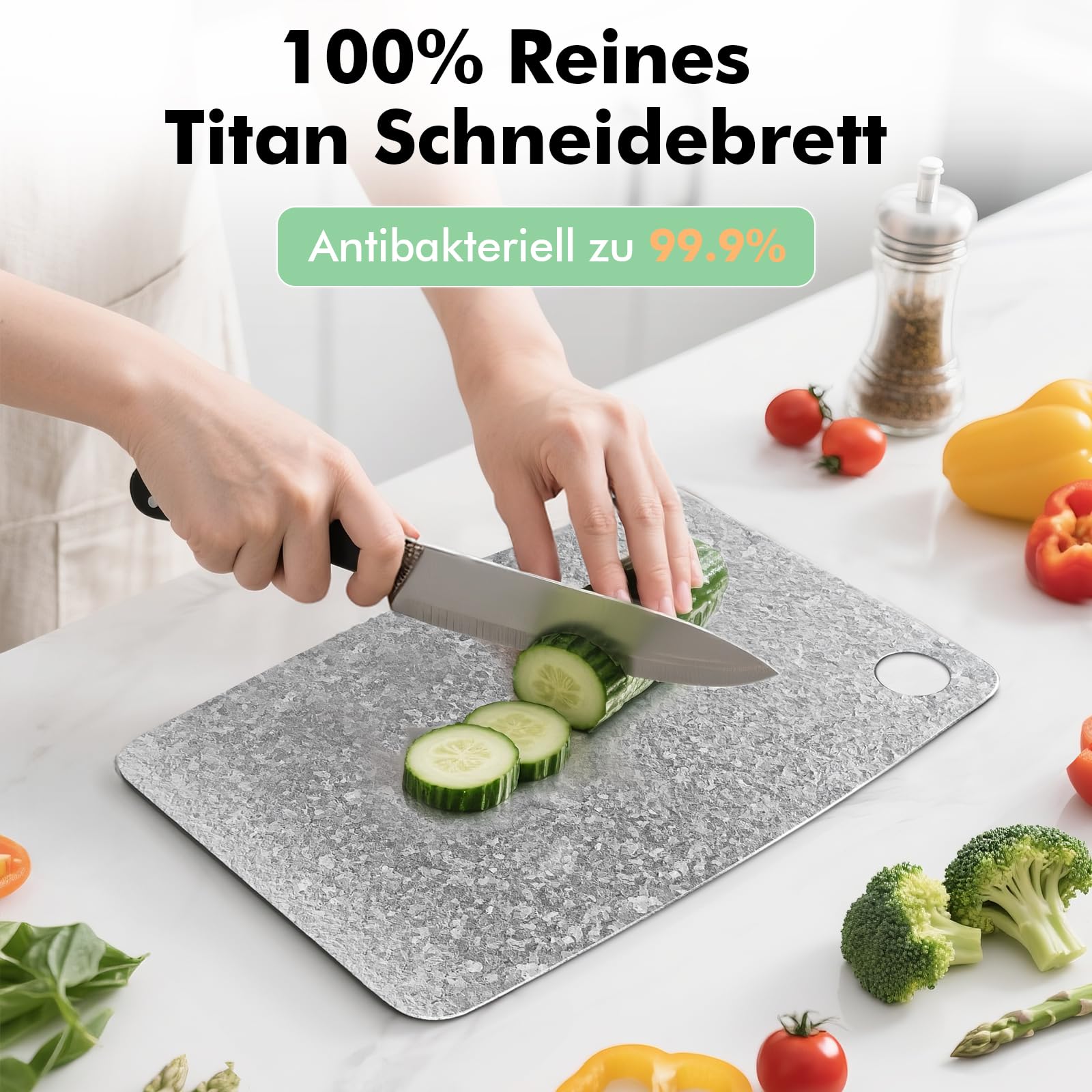 Titan-Schneidebrett, 100% reines Titan, 30 x 20 cm