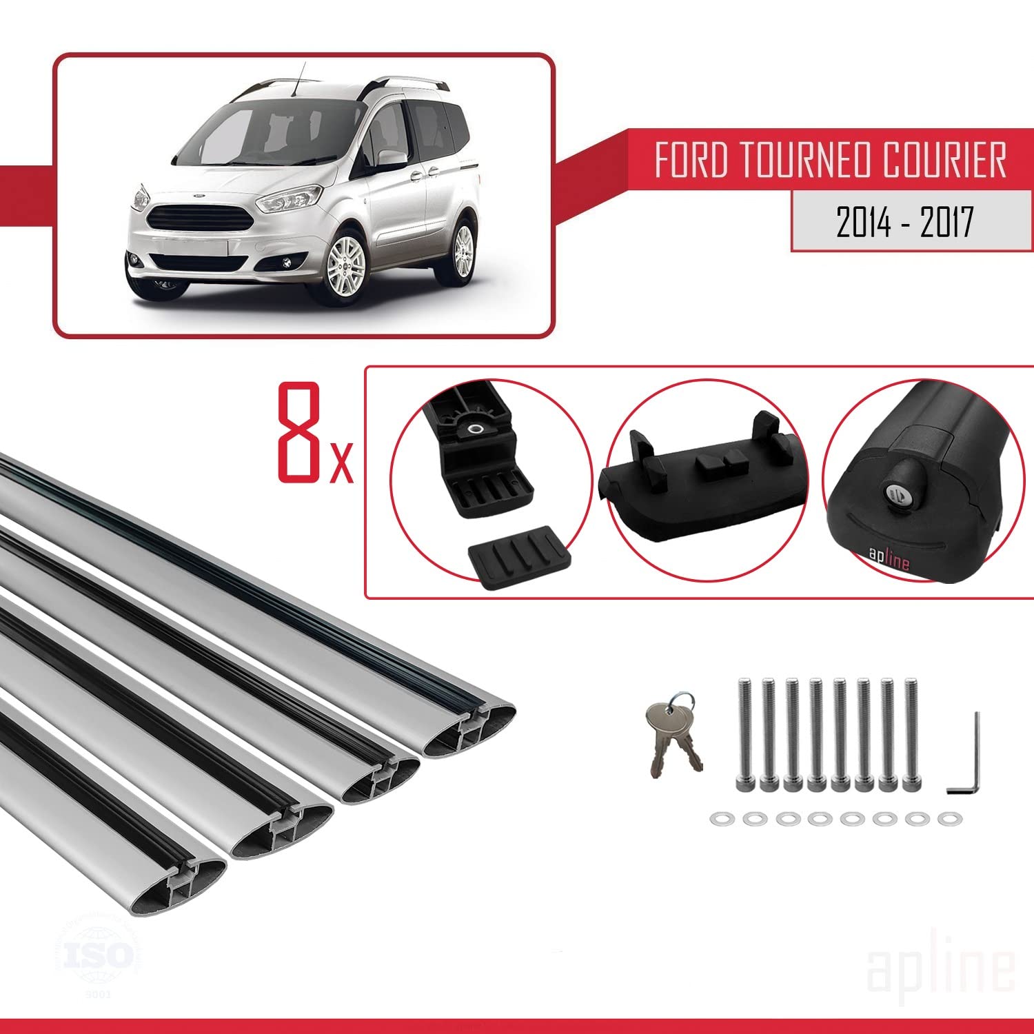 Barres De Toit ACE-1 Pour Peugeot Expert 3 Traveller 2017-2025 - 3 Barres Aluminium Gris