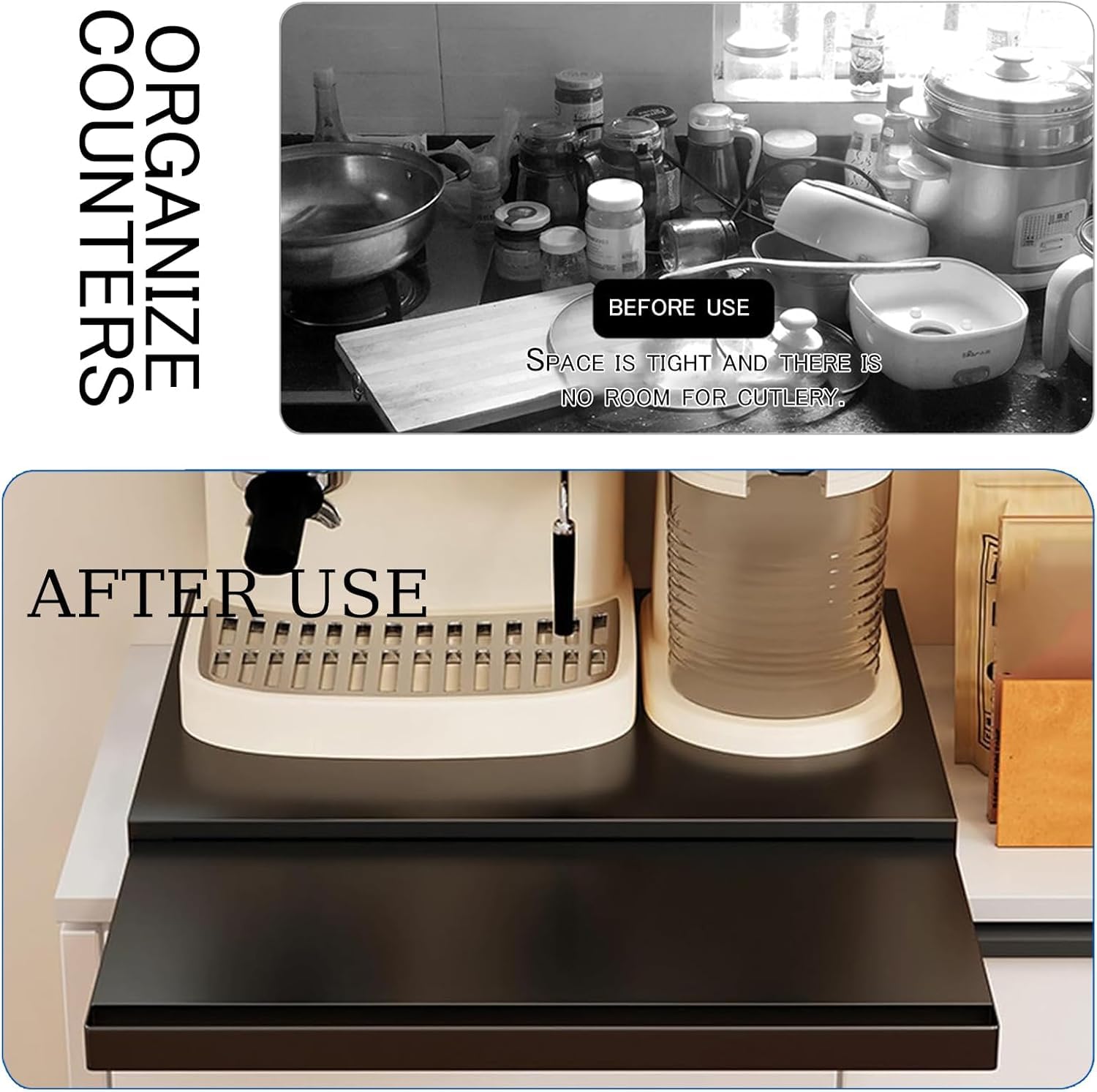 Plateau Coulissant pour Plan de Travail,étagère à Micro-Ondes | avec étagère extensible, étagère de rangement pour micro-ondes, machin