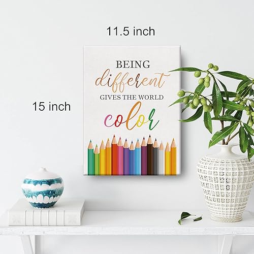Miniatura 2 de Arte de pared inspirador de diversidad con texto en inglés «Be Different Gives the World», impresiones sobre lienzo de acuarela para decoración de