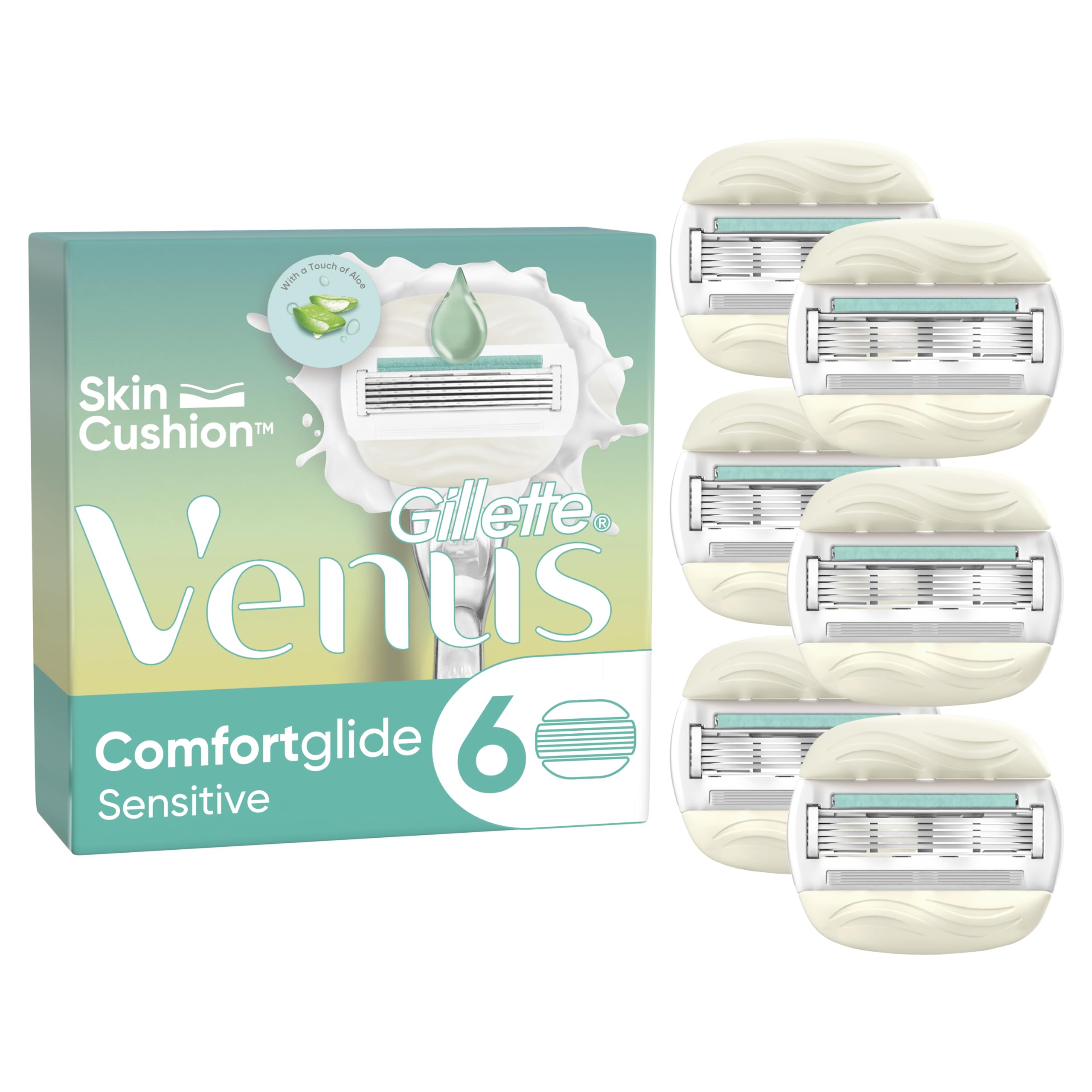 Gillette Venus ComfortGlide Sensitive, 6 Razor Blade Refills