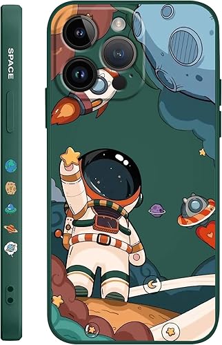 Miniatura 8 de Fundas para iPhone 15 Pro Max, para iPhone 15 Pro Max, funda de astronauta lateral con diseños de patrón creativo de silicona líquida a prueba de