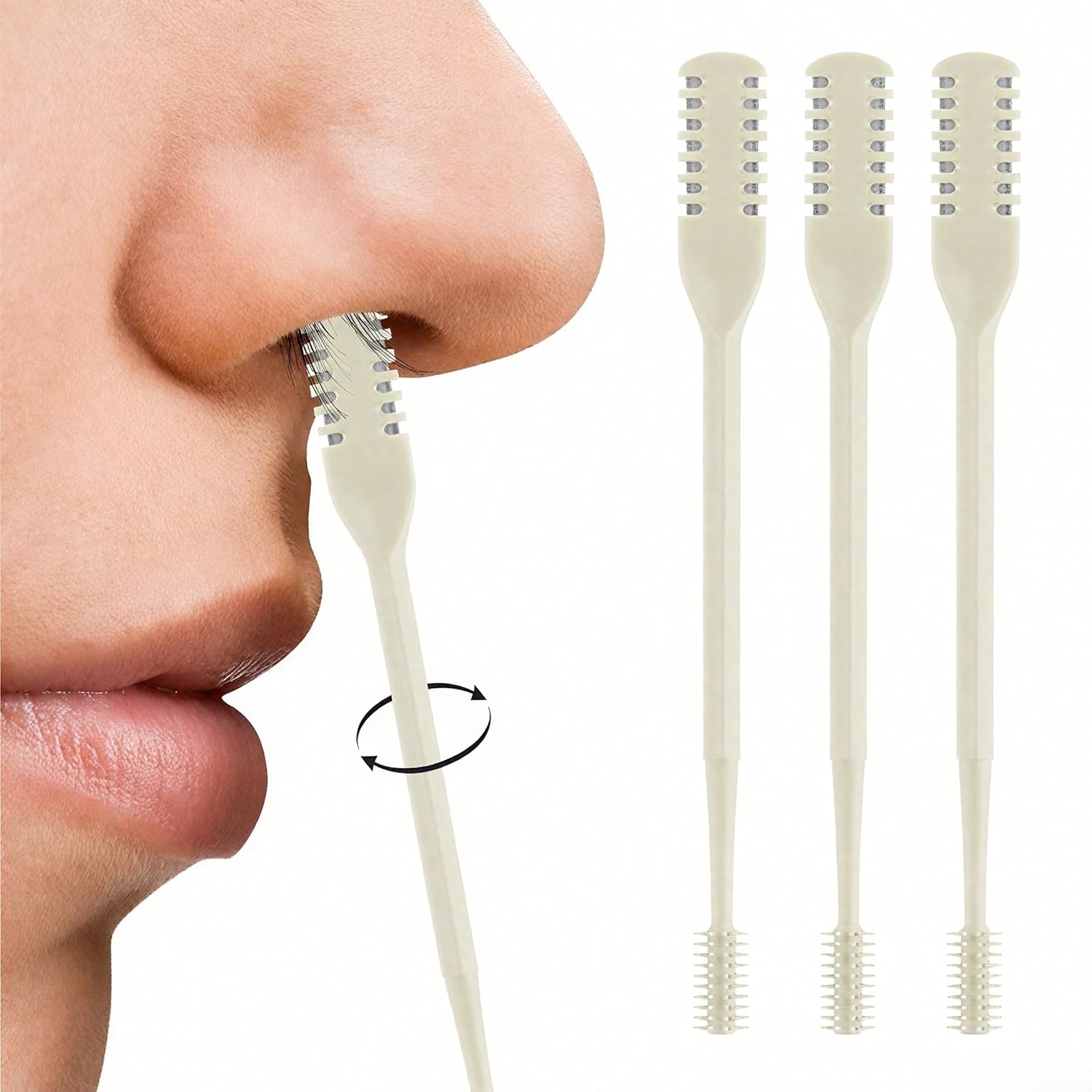 Nasal Hair Cutter 2025 Double-Sided Nose Hairs Removal Manual 360 Rotating Nostril Hair Removal Tool Manual Nose Hairs
