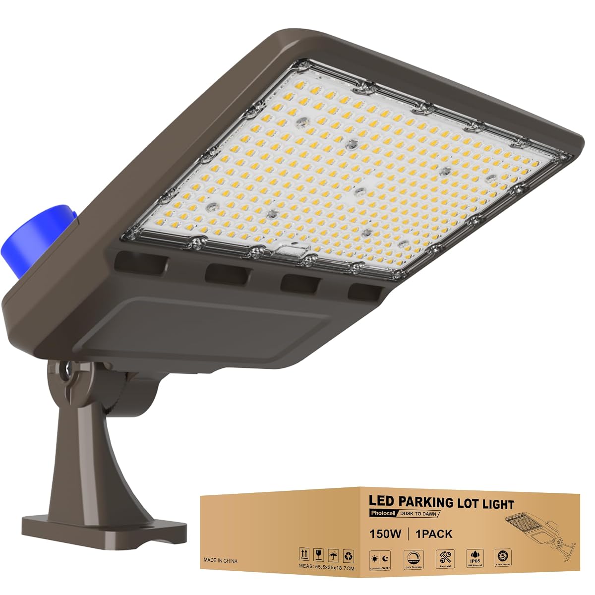 JC-LGL 150W LED Parking Lot Light, 21000LM, IP65 Waterproof, Arm Mount, 5000K