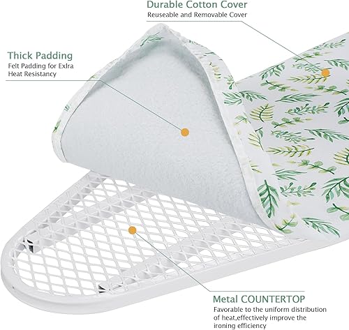 Miniatura 6 de SheeChung Tabla de planchar montada en la pared de 36 x 12 pulgadas, tabla de planchar plegable con cubierta extraíble resistente al calor, tabla de