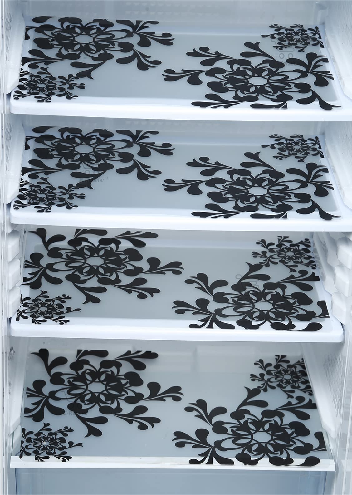 Waterproof Fridge Mats - Set of 4 Floral Blue -12