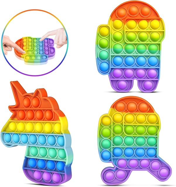 3 Pcs Push pop Bubble Fidget Toy, Fidget Toys for Kids Adults (Age 3-85), Silicone Tie-dye Fidget Toys, Stress Reliever, Squeeze Sensory Toy Relieve Emotional Stress Great