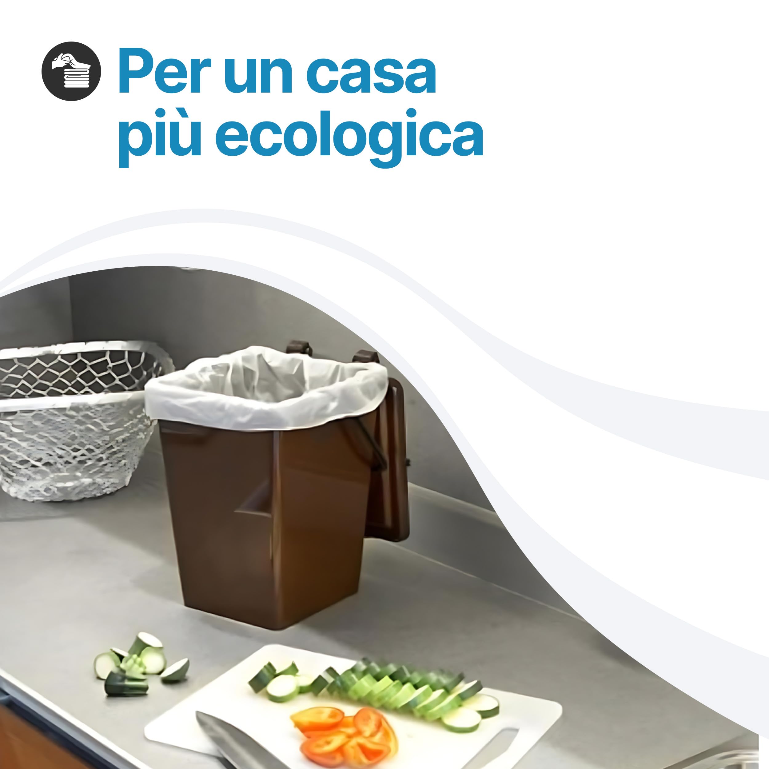 Tomaino - Pattumiera Raccolta Differenziata 20 lt - Bidone Umido, Vetro, Carta e Plastica con Manico Anti Randagismo - Cestino Secchio Spazzatura per Cucina ed Esterno - Verde