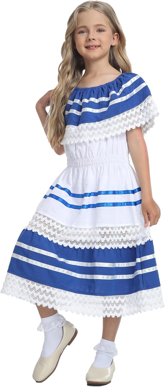 YZXDORWJ Mexican Girl's Fiesta Dress - Colorful Party Dress for Cinco de Mayo