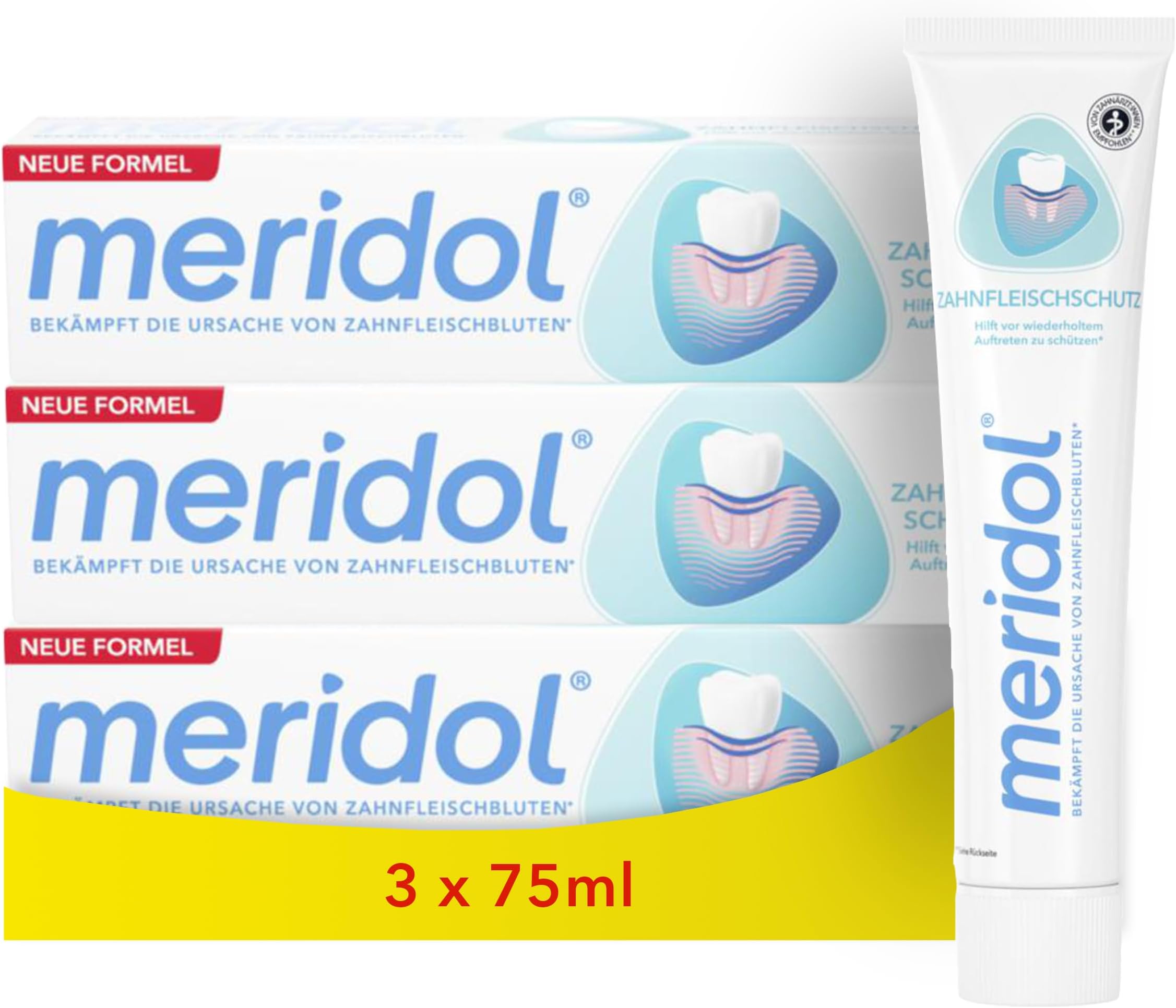 meridol Toothpaste 3 x 75 ml - Toothpaste Fights Gum Disease, Antibacterial Effect