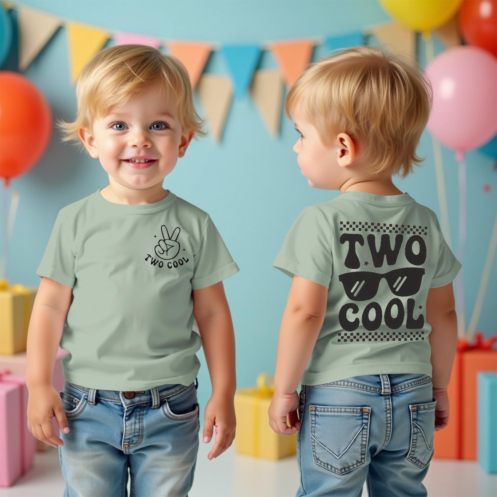 Camiseta para niño de 2 cumpleaños, camiseta para niños pequeños con letras impresora segundo cumpleaños camiseta verano manga corta niño traje de promoción de algodón camiseta de bebé