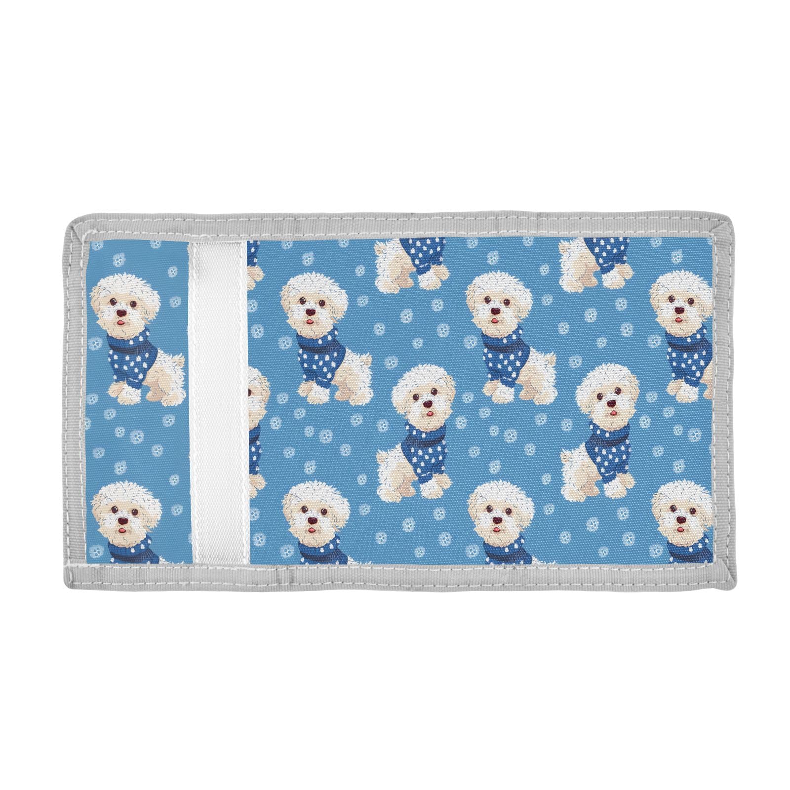 ALAZA Kids Wallets for Boys Girls Toddler Trifold Wallet Children Small White Blue Dog with Zipper Coin Pocket
