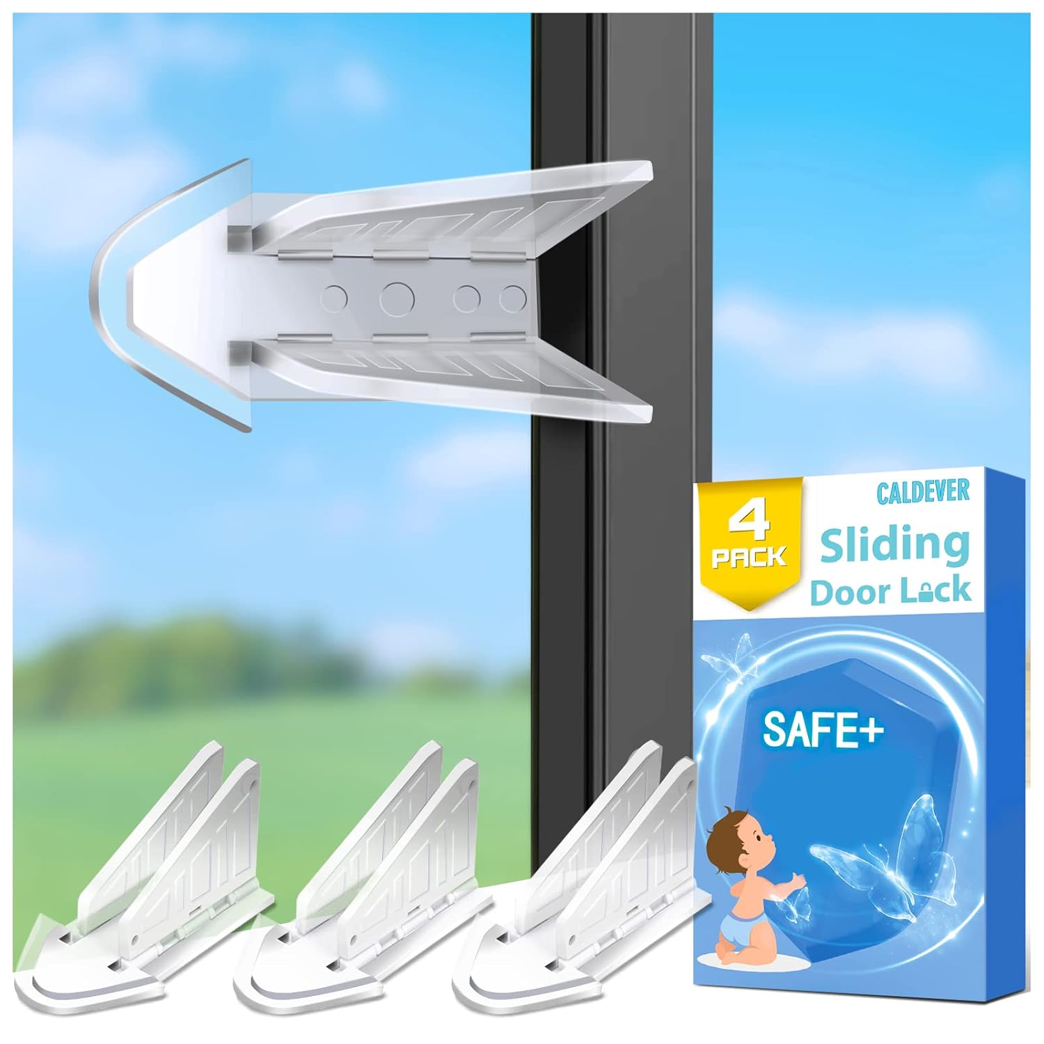 Sliding Door Lock for Kids Safety 4 Pack Window Locks