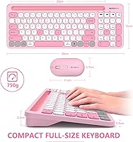 Vista 6 de Teclado y mouse Bluetooth, teclado y mouse inalámbricos MicroPack, modo dual multidispositivo (Bluetooth 5.0/3.0+USB 2.4G) teclado silencioso