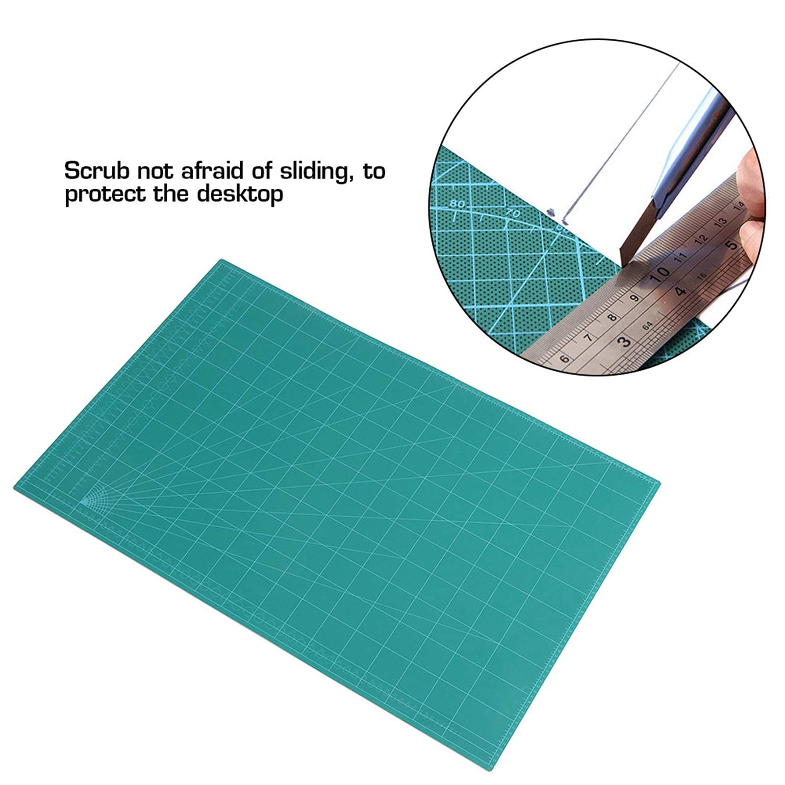 A1 Schneidematte, 60 x 90 x 0,5 cm 5-lagiges Dickes Selbstheilend PVC Schneideunterlage Schreibtischunterlage mit Doppelseitiges Design für Zwecke Schreiben Malen Schnitzen Grün