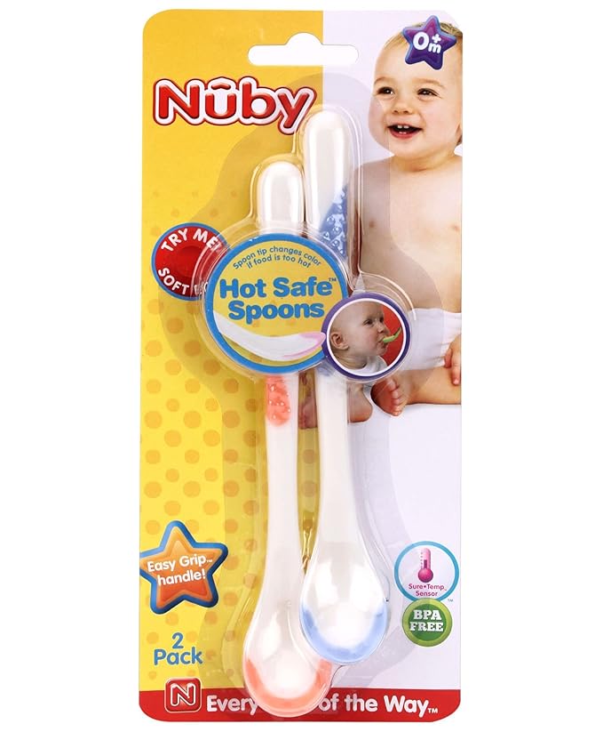 Nuby 5247 2 Pack Hot Safe Spoons (Multicolor)
