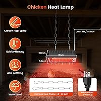 Vista 5 de Lámpara de Calor para Gallinero, Calentador de Criadora de 300W para Pollitos, Cable de 3 metros, Bombillas de Fibra de Carbono con Certificación