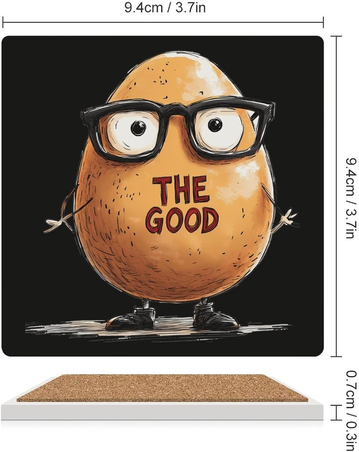 The Good Egg Ceramic Coasters Set Square Drink Coasters Table Coaster for Kitchen Desktop Decor