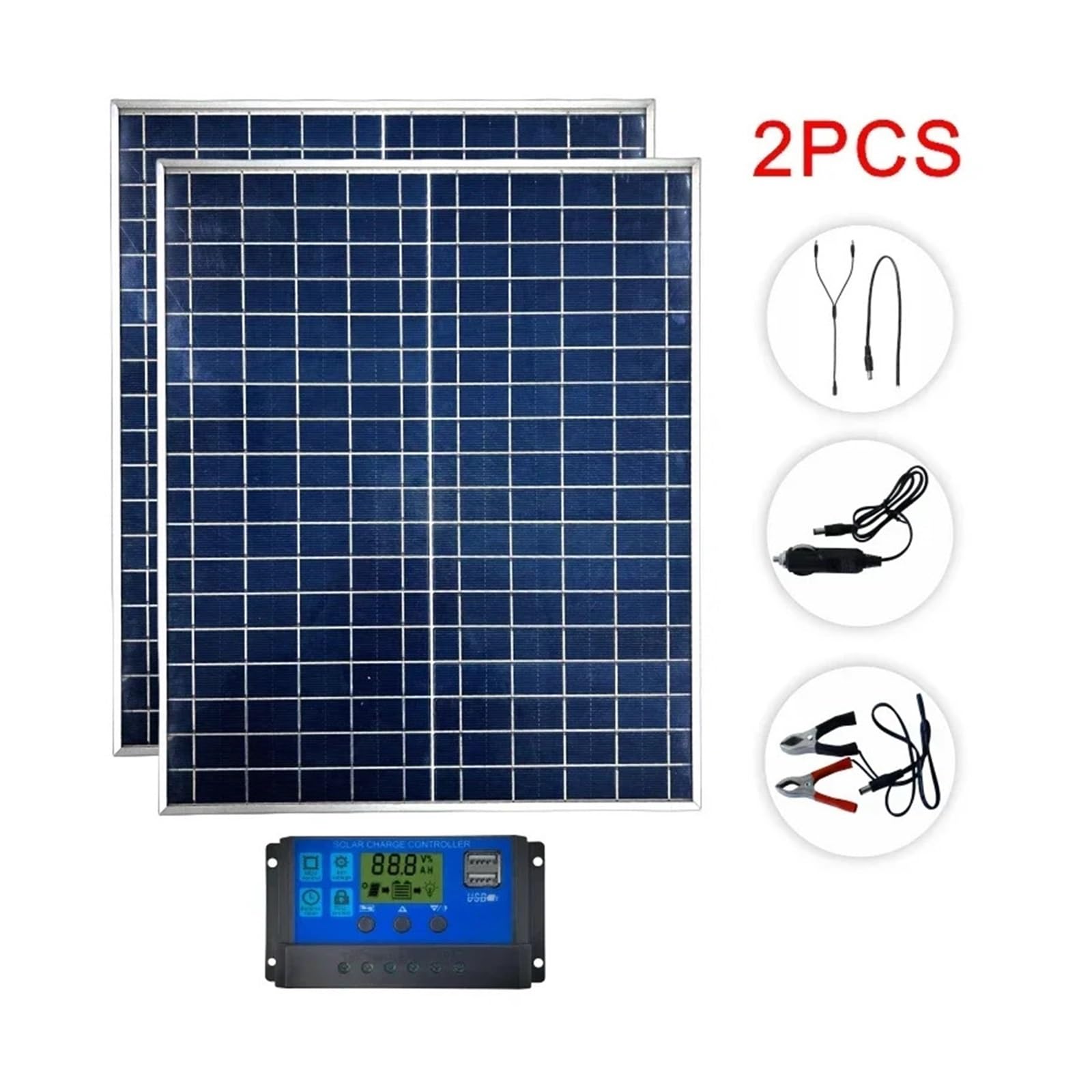 Kit de panel solar fotovoltaico de 1000W, 500W, 12V, cargador de panel solar con controlador 100A, adecuado for baterías rápidas en hogares/camping/RV | 2PC Controller kiTS
