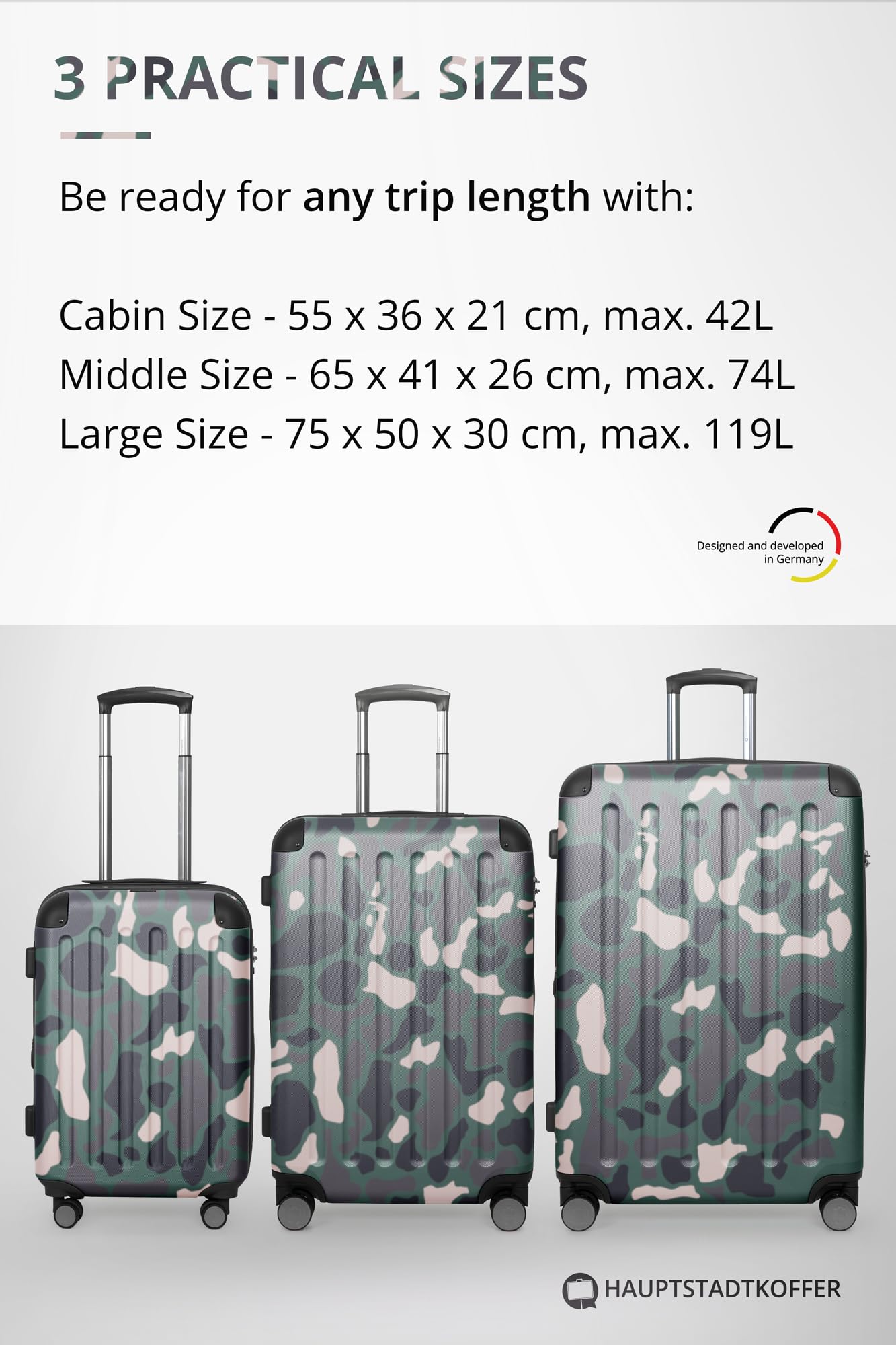 HAUPTSTADTKOFFER - Spree - Maleta rígida, Trolley expandible, Equipaje de Viaje, 4 Ruedas Dobles, TSA, 65 cm, 74 litros, Champán — view 258