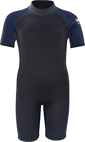 Vista 6 de Dark Lightning - Traje de neopreno térmico para niños de 3/2 mm para niños y niñas, traje de baño térmico de neopreno, traje de baño de una pieza