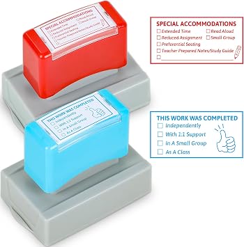 2 PCS Teacher Stamps for Classroom Self-inking Accommodations Stamp Set Completed Grading Rubber Behavior Teacher Stamps for Back to School Homework Student Dormitory First Day of School Supplies Gift