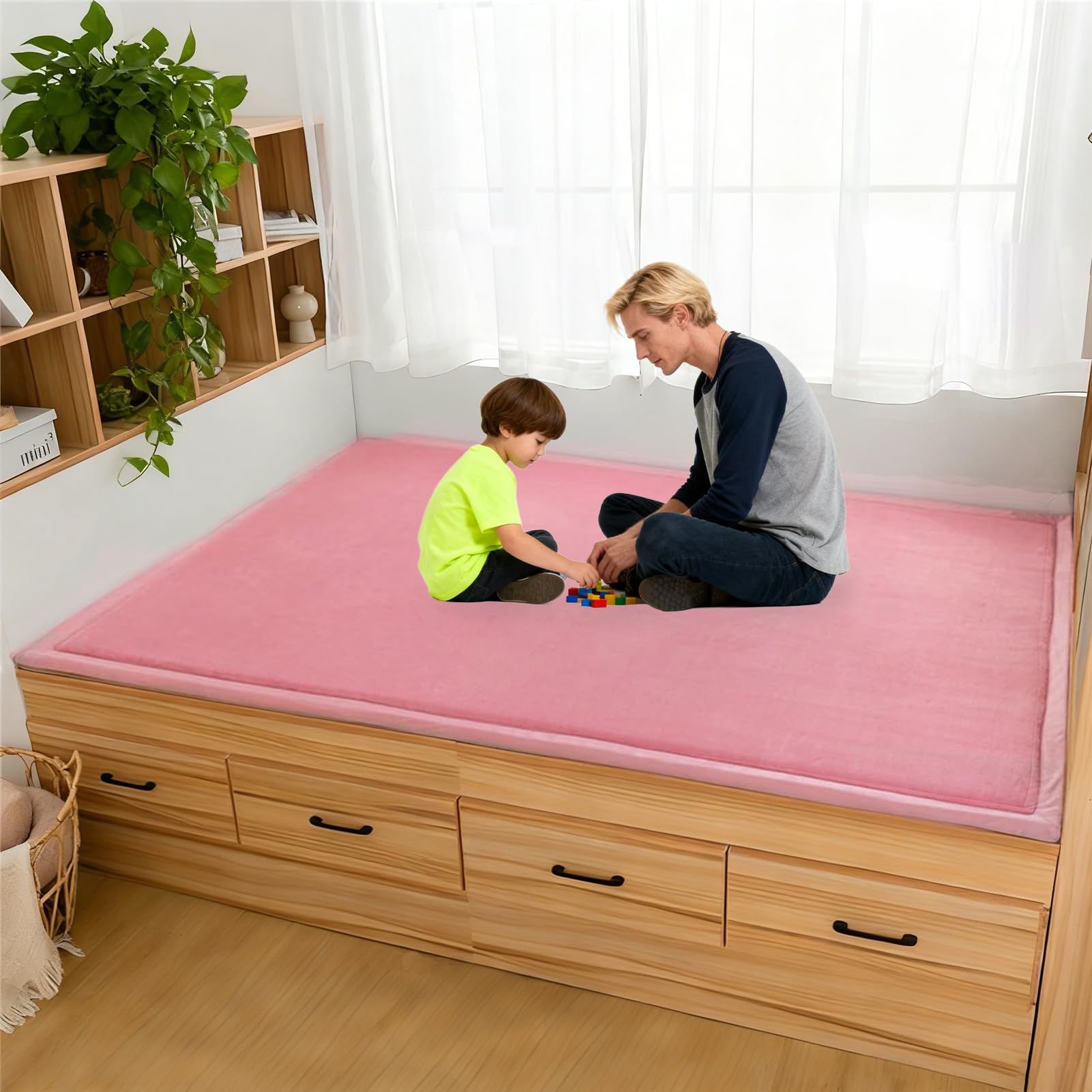 Teppich für Kinderzimmer 3CM Krabbeldecke fürs Kind 180 x 200 cm Kinderteppich Babymatte aus Memory Schaum Dicker Kinder Spielteppich
