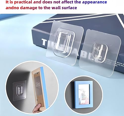 Miniatura 7 de Juego de 20 ganchos adhesivos de doble cara, ganchos de pared de doble cara para colgar, ganchos autoadhesivos, ganchos para colgar fotos, sin