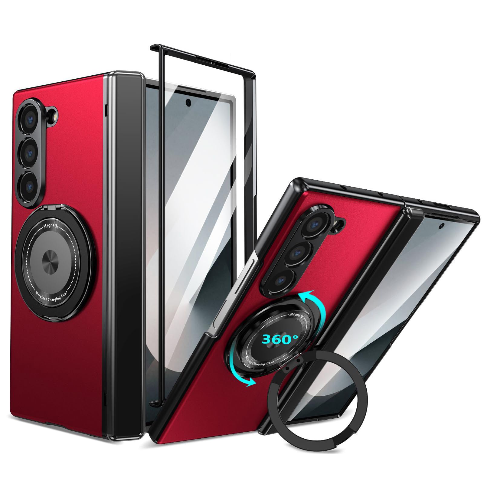 Étui Galaxy Z Fold 8 Ultra magnétique avec béquille rotative rouge