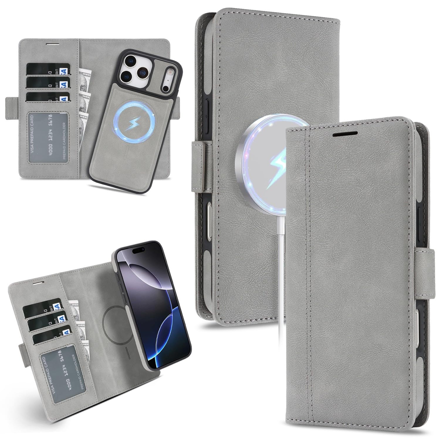 Étui iPhone 17 cuir gris idéal pour organiser vos sorties - 8