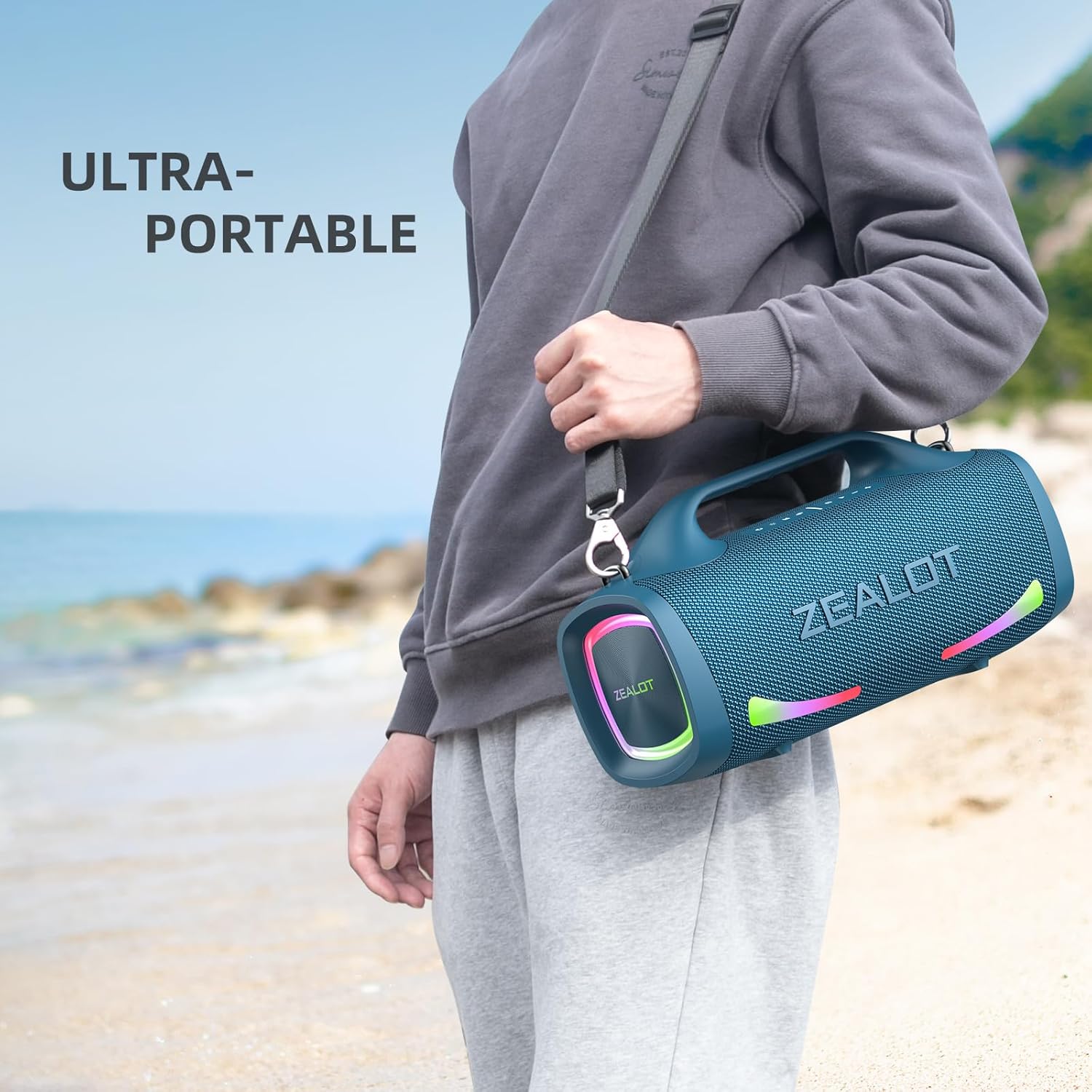 ZEALOT Bluetooth Speaker, 110W Peak(100W) Booming Sound Speakers Wireless, Dual Pairing, XBass, BT 5.3, 24000mAh Power Bank, Portable Outdoor Waterproof Speaker for Camping, Beach Party（Dark Blue） - Image 7