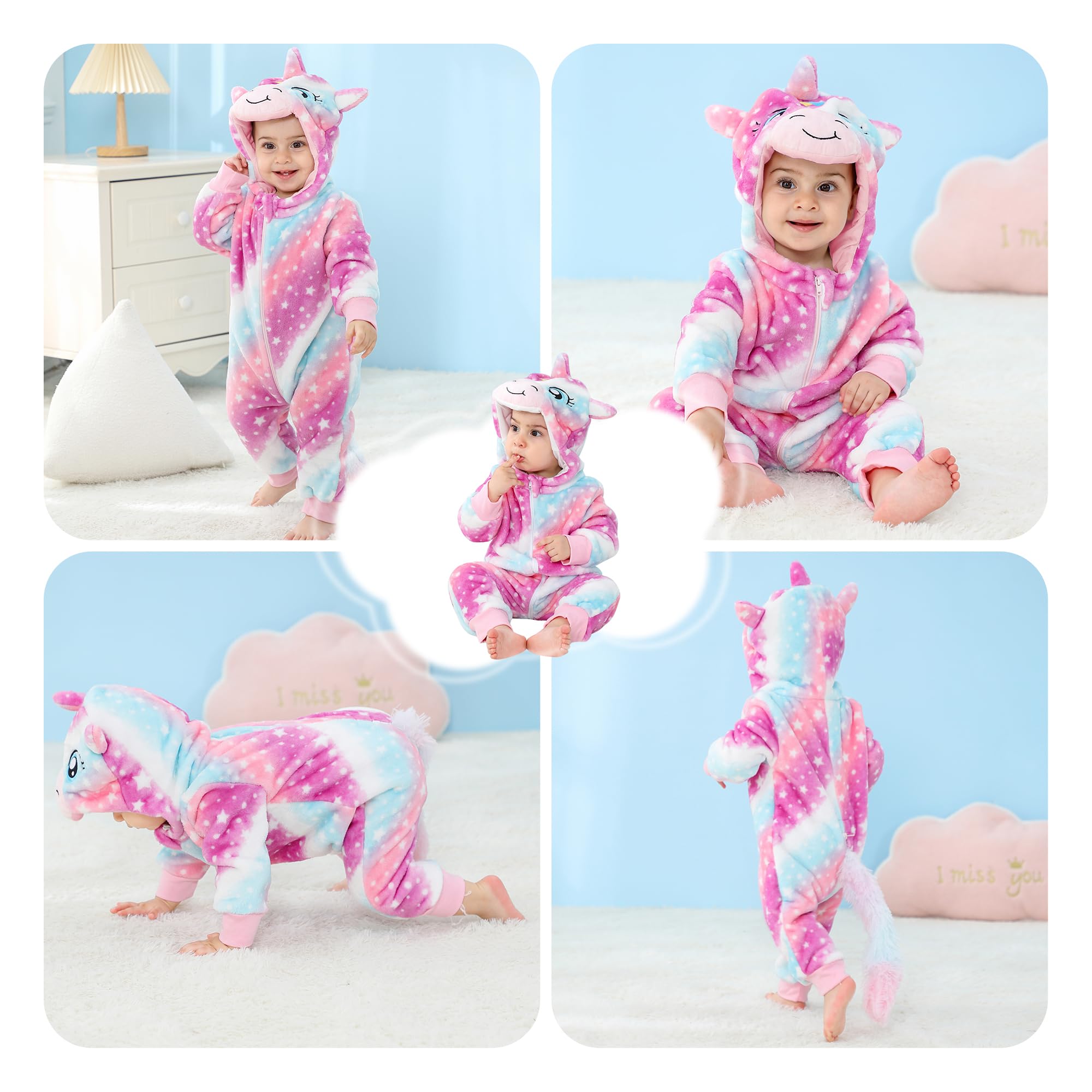 HAHASHOW BéBé Grenouillères Unisexe Animal Pyjama d'hiver Combinaison Barboteuse Enfant Filles Costume 2-36 Mois