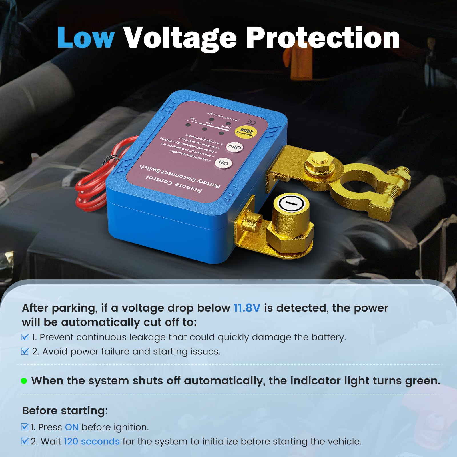 Interruttore di interruzione della batteria senza fili 12 V 240 A protezione antifurto interruttore di spegnimento automatico per auto, camper, ATV, camion, barca