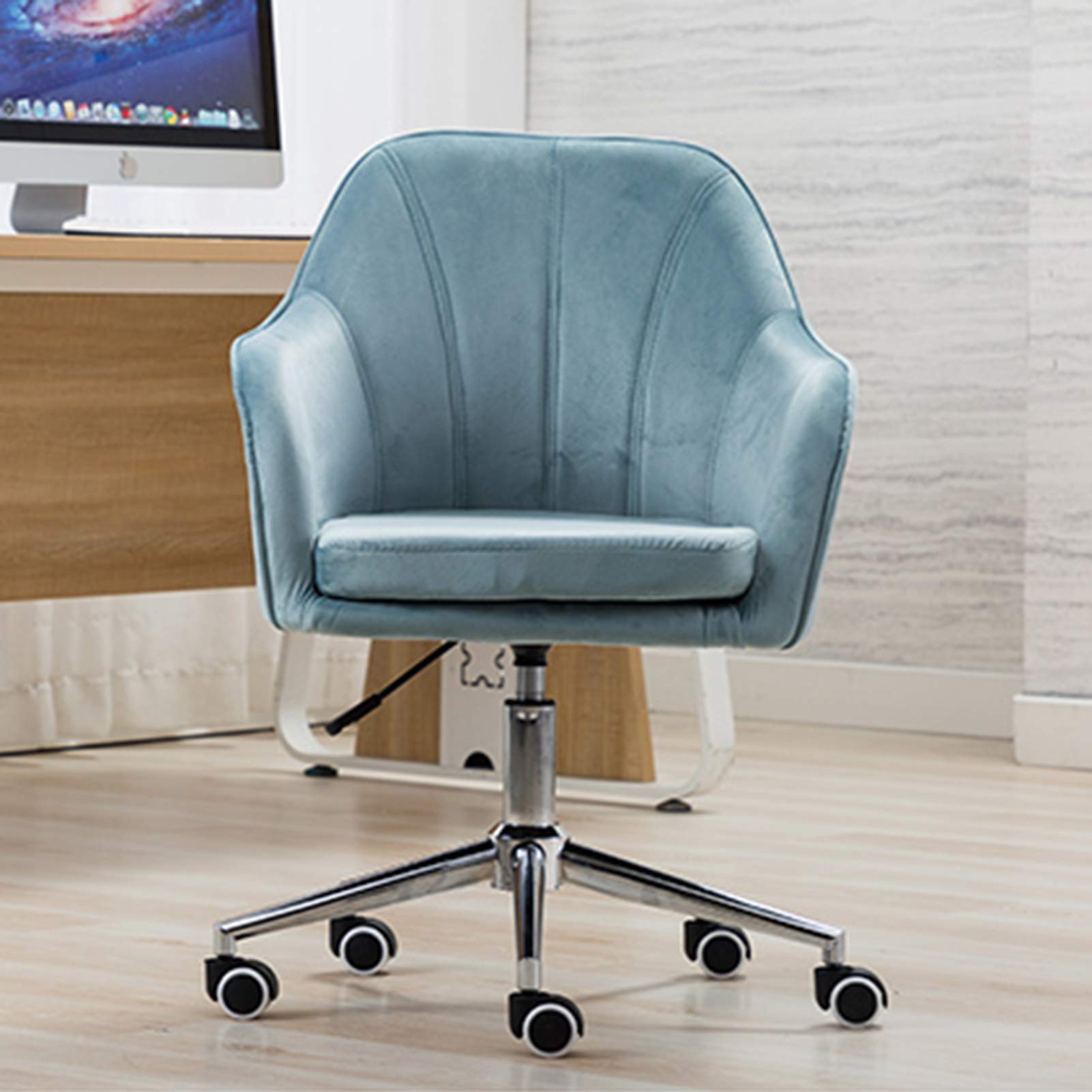 Nowoczesne krzesło biurowe Nowoczesne krzesło obrotowe z aksamitu z regulacją wysokości, ergonomiczne, tapicerowane, oparcie w połowie wysokości, krzesło biurowe komputerowe