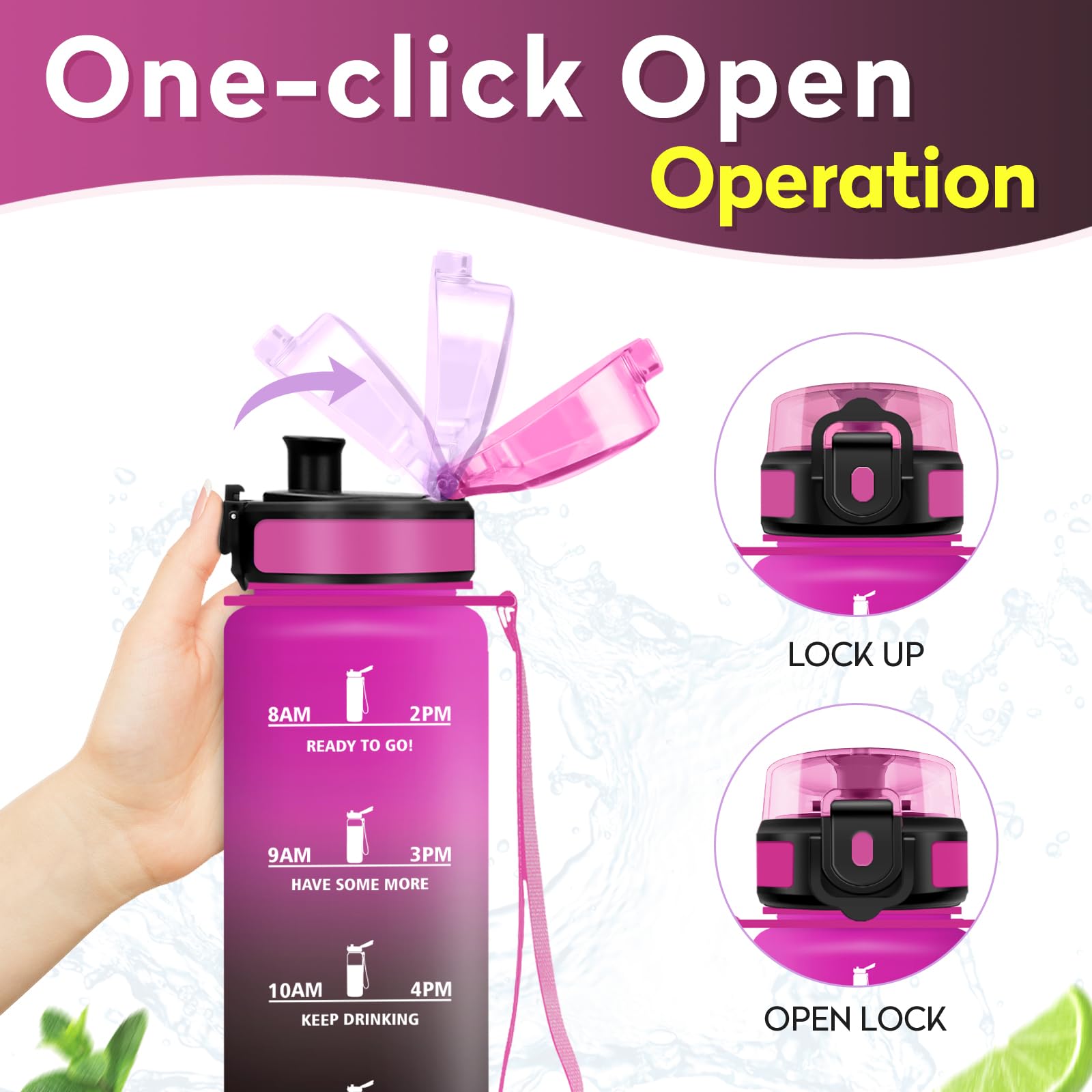 Trinkflasche 500ml Mit Zeitmarkierung - BPA-frei, Auslaufsicher Mit Filter | Sportflasche Für Fitness & Büro