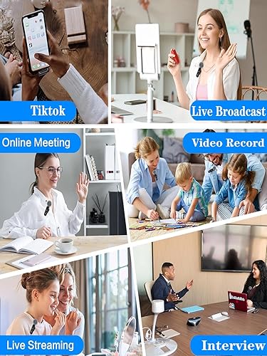 Miniatura 8 de Micrófono Lavalier inalámbrico para iPhone, Android, Plug-Play, paquete de 2 mini micrófonos profesionales con reducción de ruido, micrófono de clip