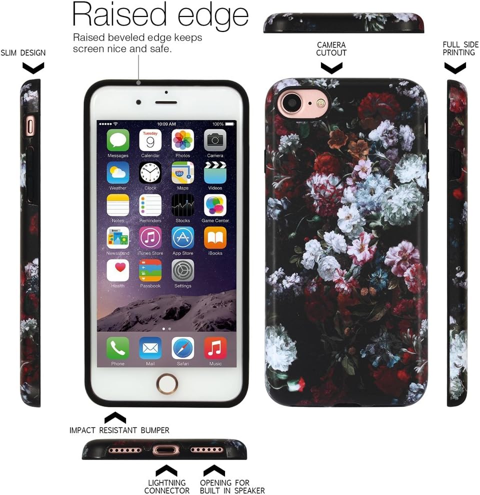 iPhone 7 Case for Girls/iPhone 8 Floral Case, GOLINK Floral Series Matte Finish Slim-Fit Anti-Scratch Shock Proof Anti-Finger Print Flexible TPU Gel Case for iPhone 7/iPhone 8 - Camellia