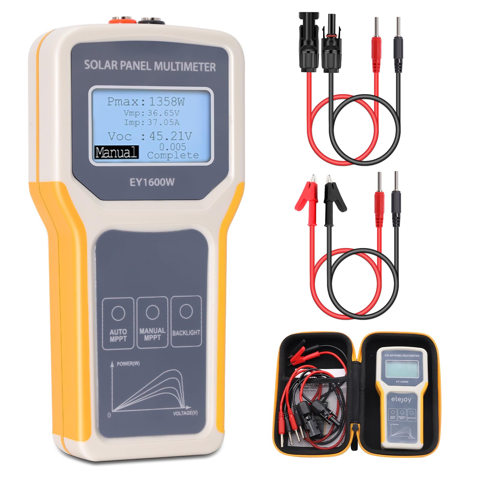 Tester solare EY1600 W, installazione, misuratore tensione vuoto, rilevamento MPPT, display LCD
