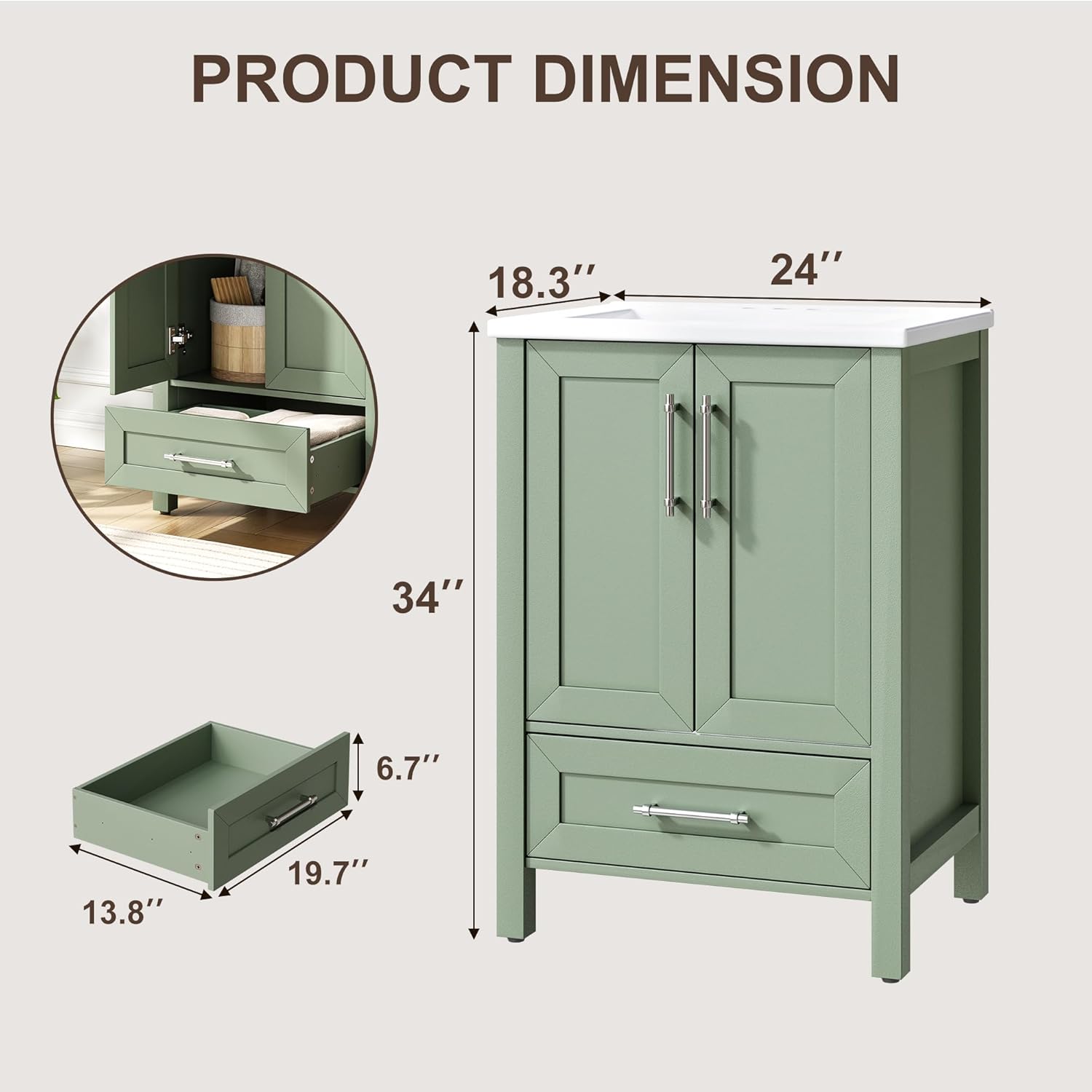 similar to stock photo .. possibly incomplete .. garvee 24\\\" bathroom vanity with sink, freestanding bathroom sink cabinet with 2 soft-closing doors & large storage drawer, wood vanity cabinet, easy assembly & cleaning, wooden brown 24in