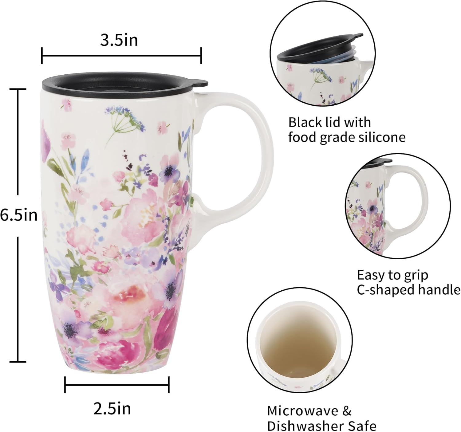 Topadorn Coffee Ceramic Mug-Porcelain Cup,Latte Tea Mug With Lid-17oz,Novelty Coffee Mugs for Men Women Office & Home - Image 6