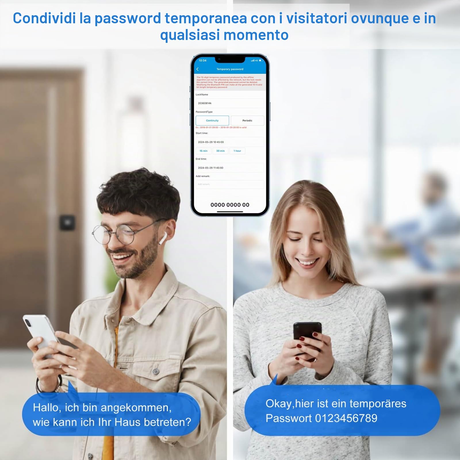 WELOCK PCB51 Smart Lock,Serratura Smart porta blindata,supporta PIN, RFID, APP e chiave di emergenza USB di backup,cilindro elettronico regolabile 30-70 mm